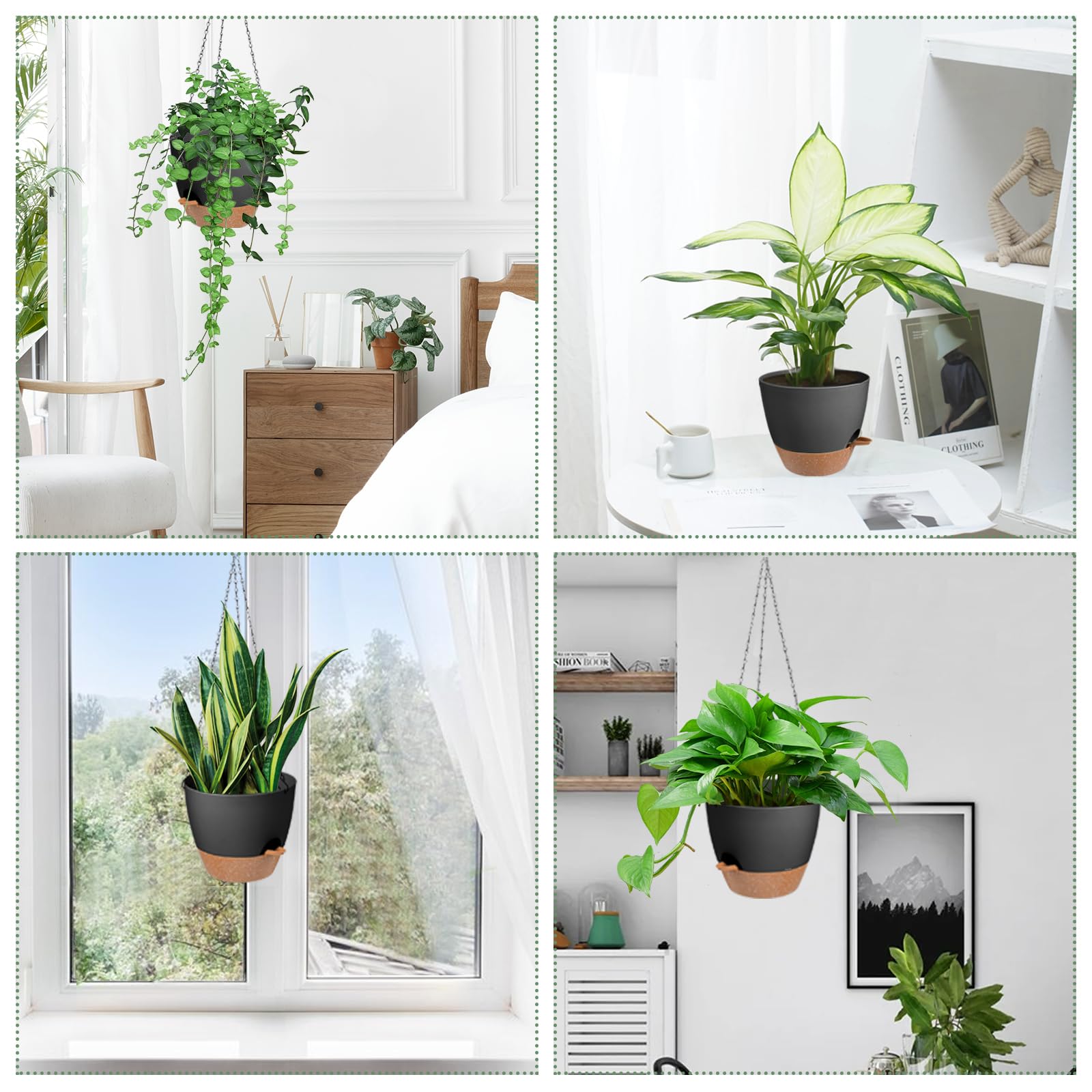 Vanslogreen 6in black triangulated chain ensures sturdy hanging.