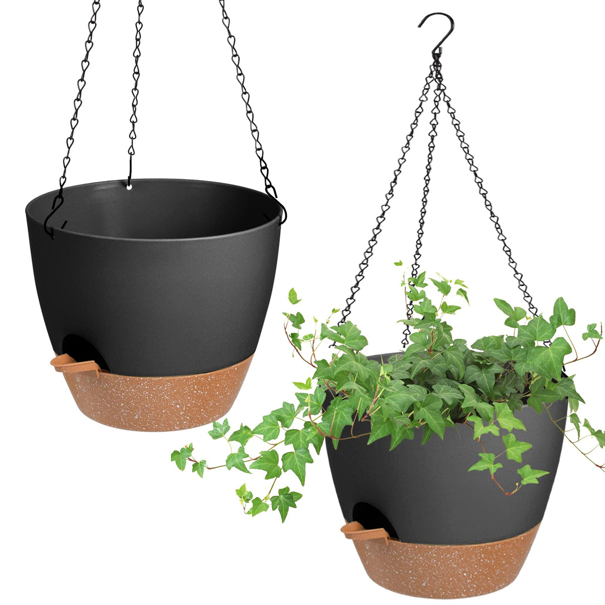 Vanslogreen 10-inch hanging planter with self-watering tray for healthy roots.