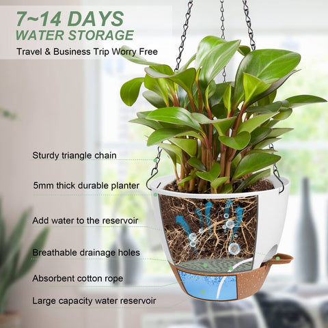 Vanslogreen self-watering tray removable aids easy plant care during trips