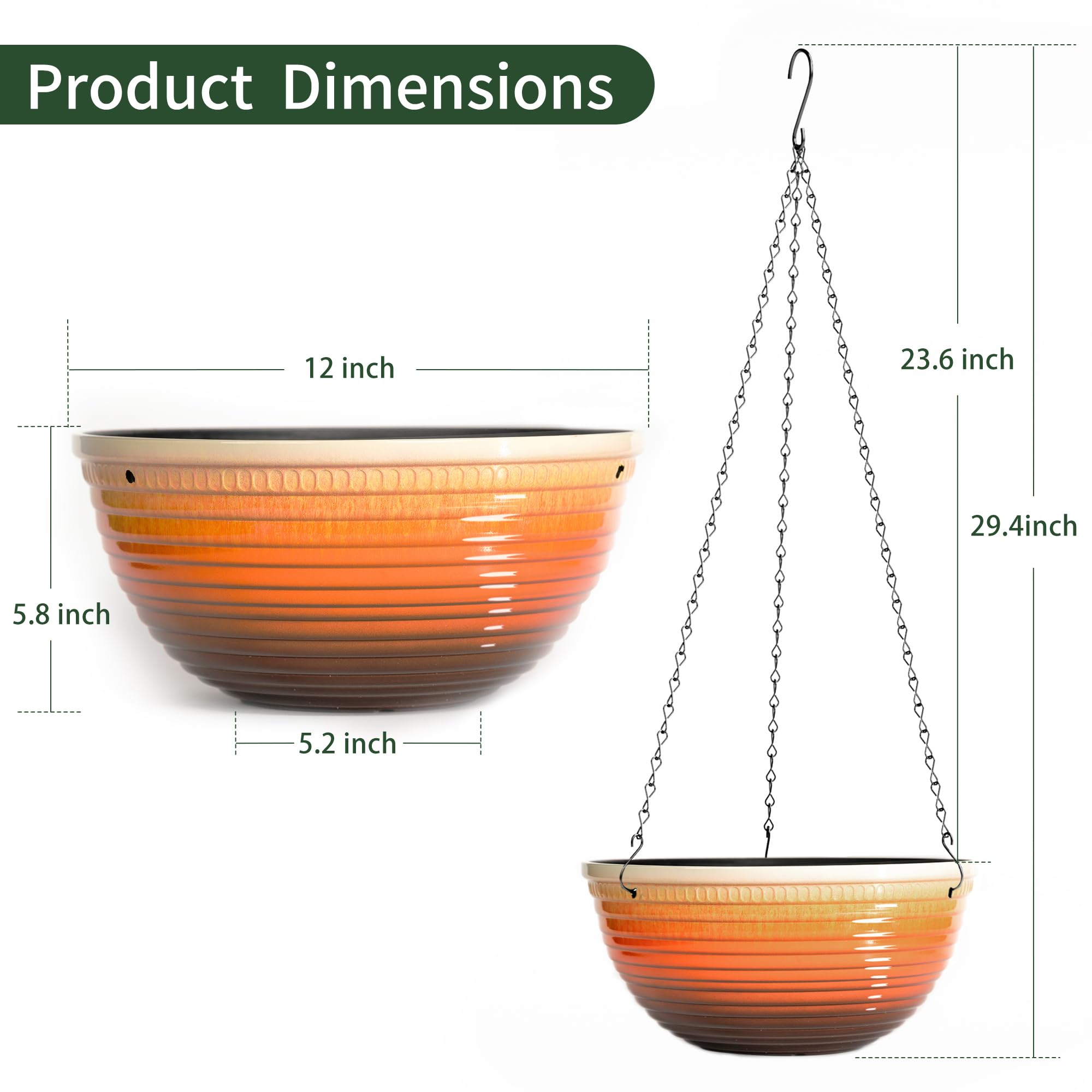 Vanslogreen hanging planter with triangular chain for stable outdoor hanging.