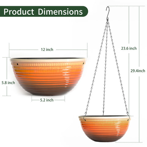 Vanslogreen hanging planter with triangular chain for stable outdoor hanging.