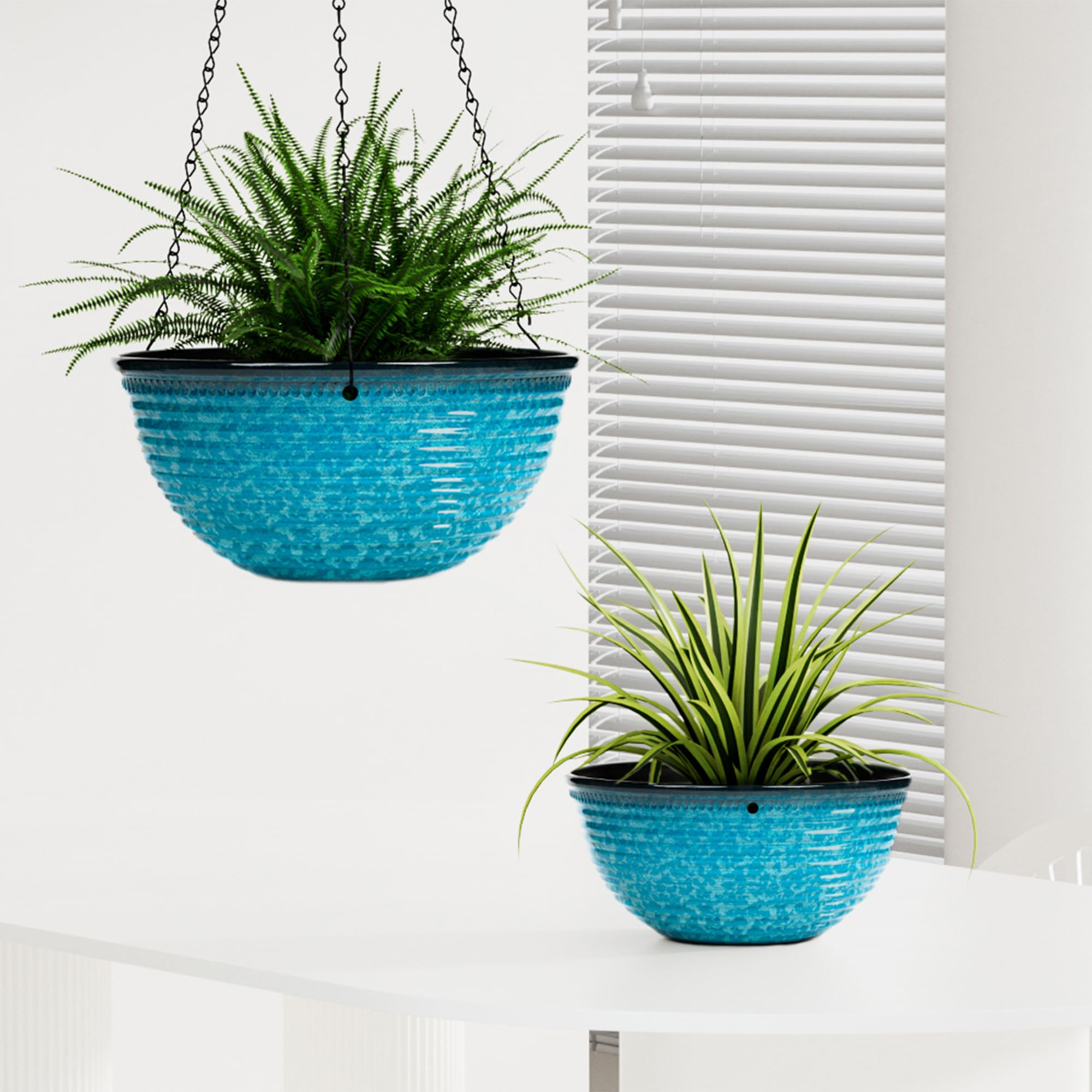 Vanslogreen indoor-outdoor-use hanging planter suited for living rooms, patios, decks, and balconies.