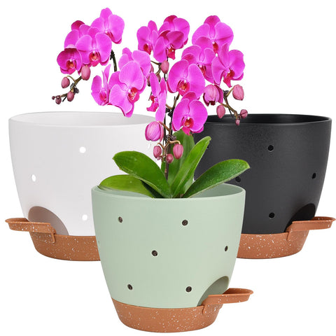 Vanslogreen orchid pot 6inch hole pack with self-watering design for healthier orchids