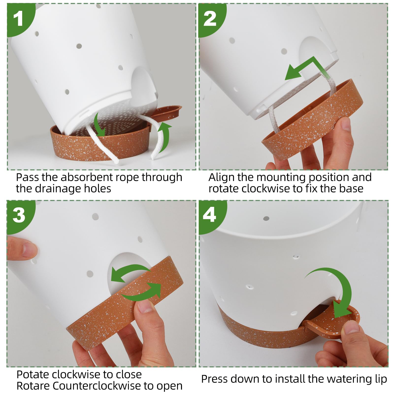 Vanslogreen orchid pots with lips for easy watering and visible water level.