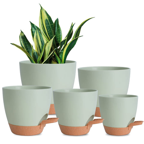 Vanslogreen self-watering pot 7-inch with reservoir promotes easy indoor plant care.