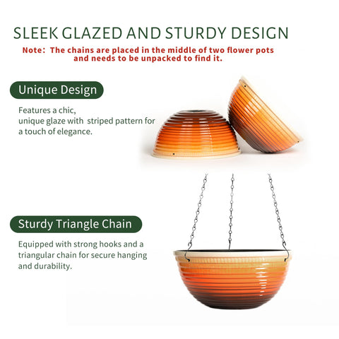 Vanslogreen triangular-chain hanging pot provides stable support.