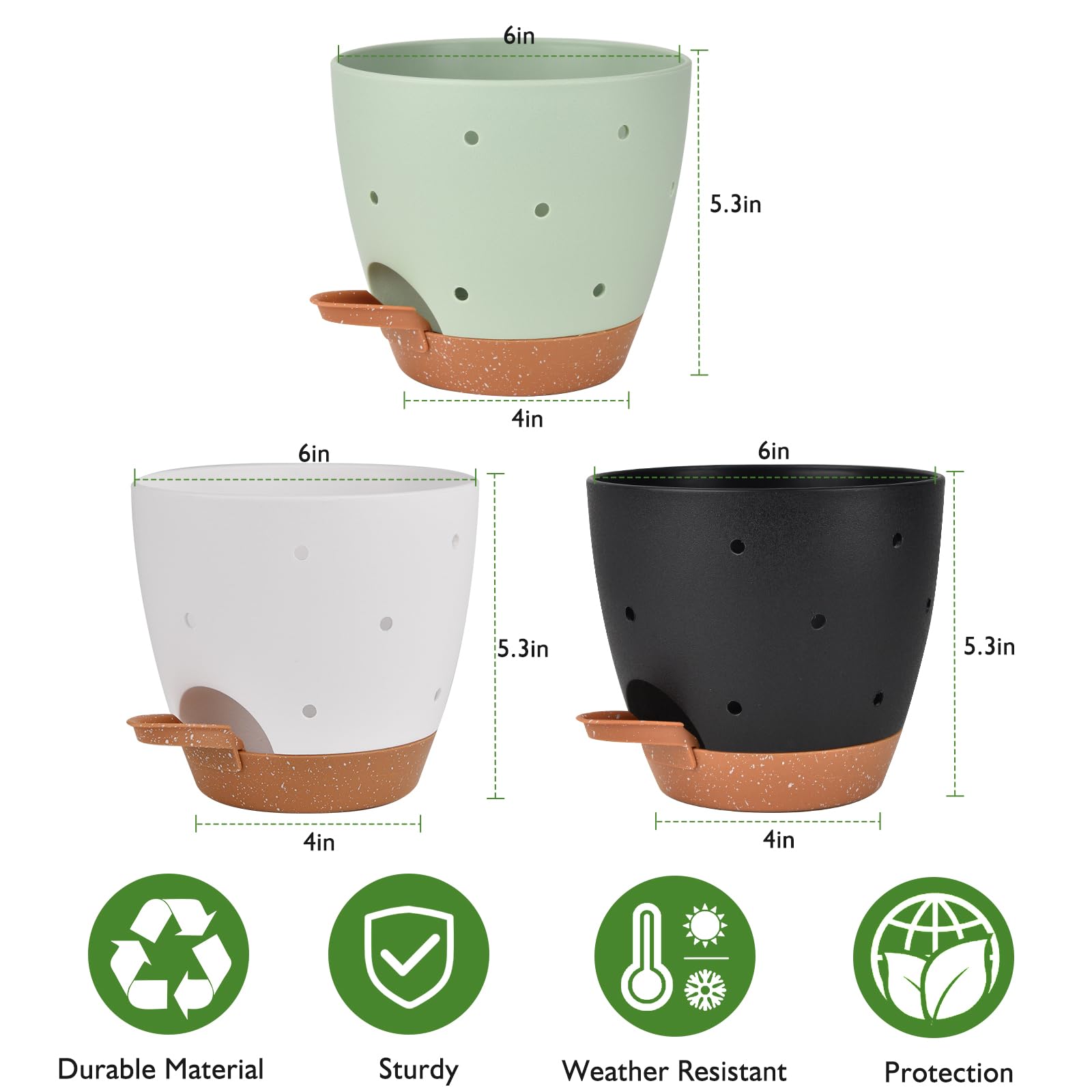 Vanslogreen orchid pot water reservoir view highlights 7-10 day moisture support