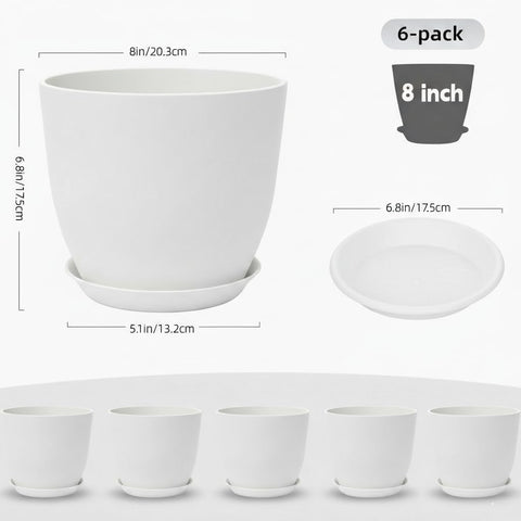 Vanslogreen white pot with drainage holes and removable saucer for cleanliness