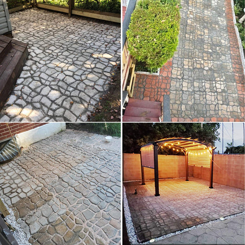 VanSmaGo concrete paver block assembly for a seamless garden path.