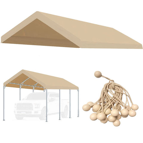 Vanteriam carport top cover 10x20 beige edge for a precise frame fit.