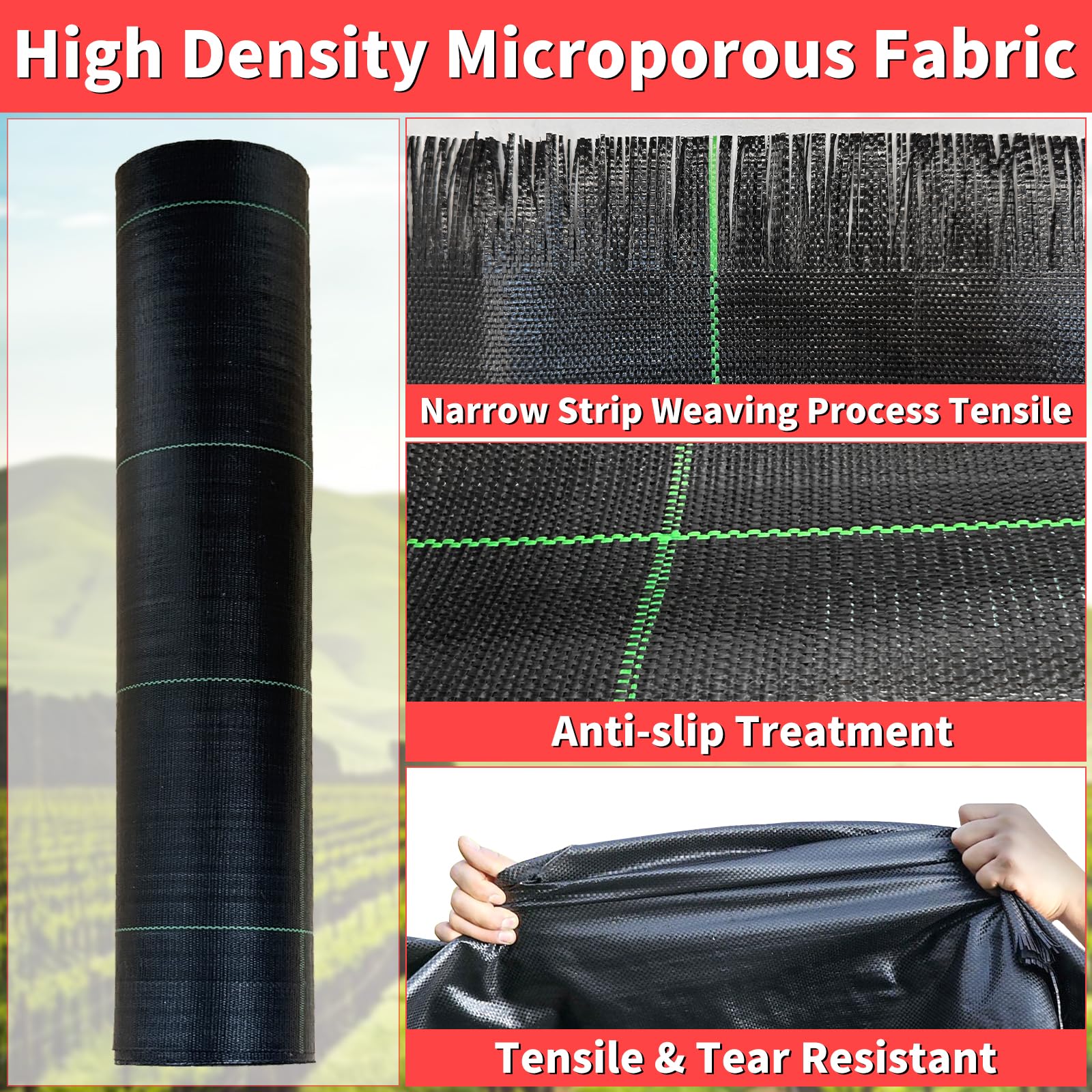 Vanver geotextile micro-porous weave permits airflow and water movement for roots.