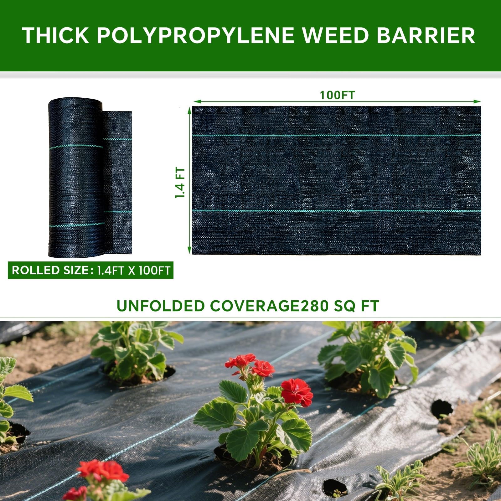 Vanver landscaping fabric installation process laid out on soil