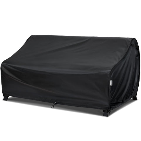 VARIETYFACE patio sofa cover fully fitted on a 3-seater, protecting against rain.