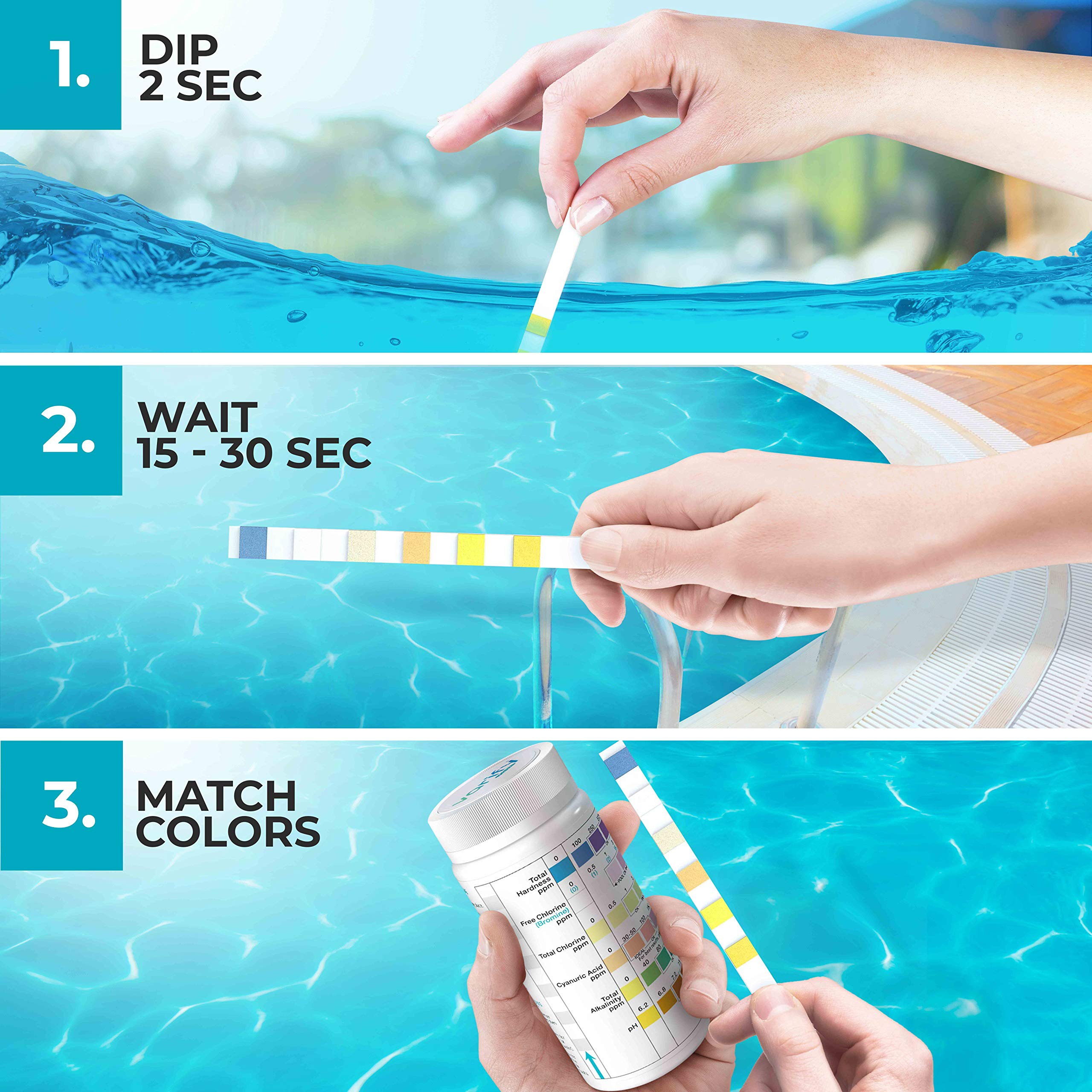 Varify strip color chart closeup facilitates accurate water readings