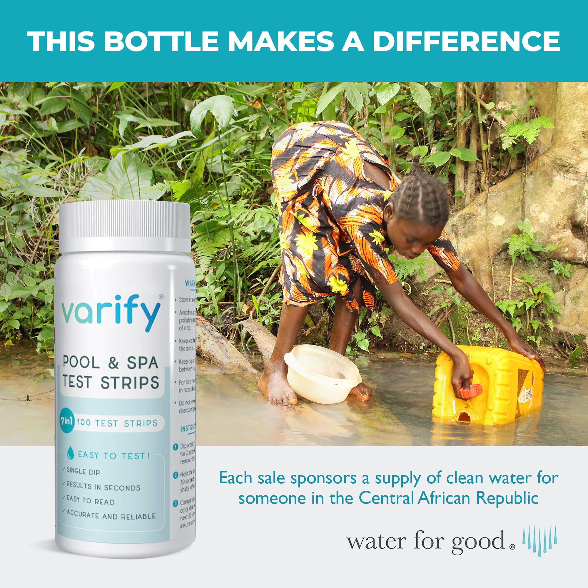 Varify Water For Good collaboration logo on packaging, supporting clean water initiatives