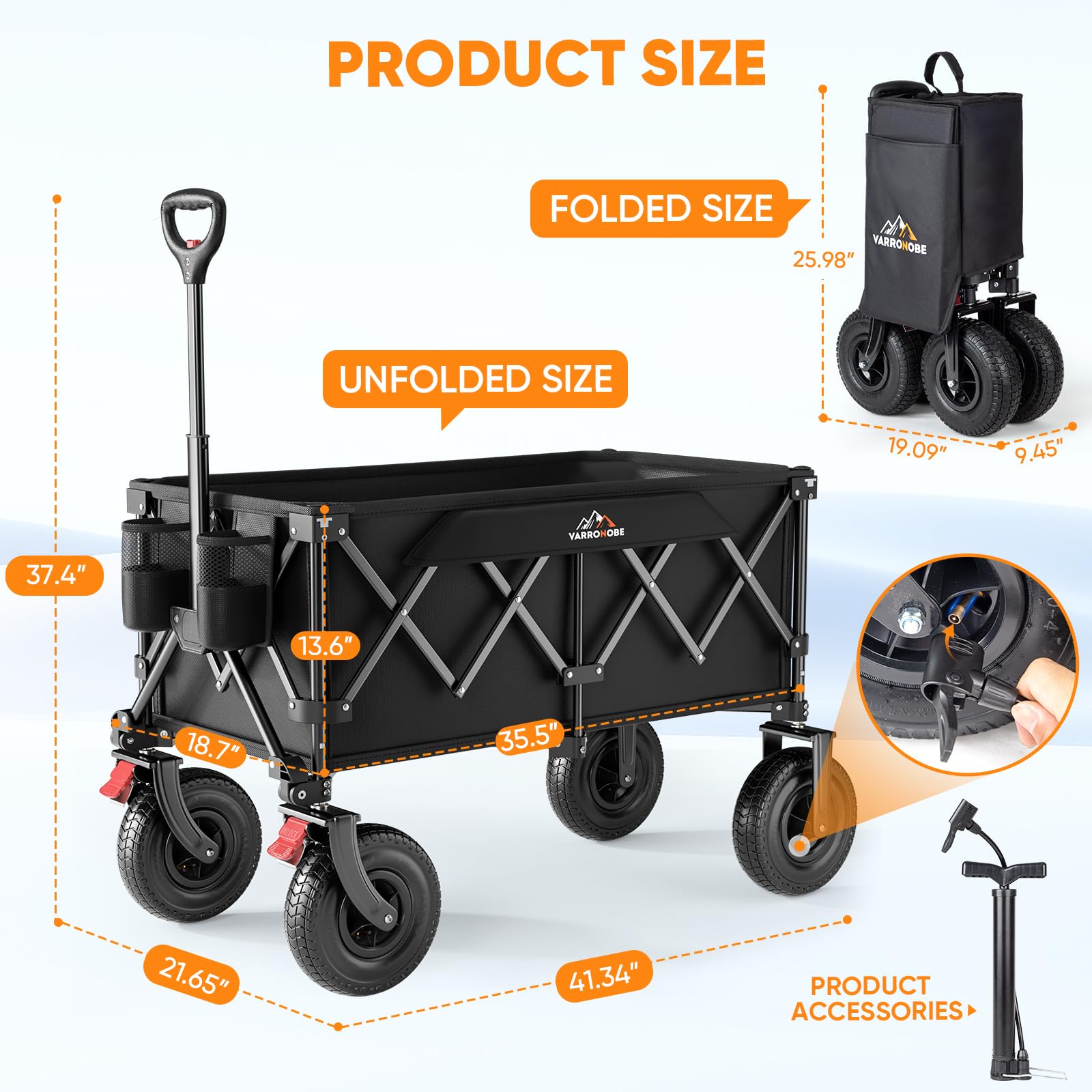 VARRONOBE 200-liter capacity wagon stores camping gear