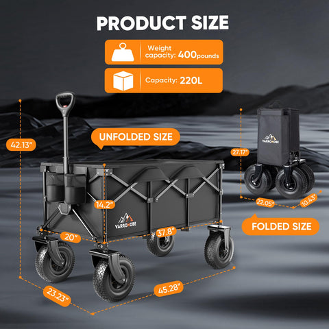 VARRONOBE Beach Wagon offers 220L storage space for gear and camping