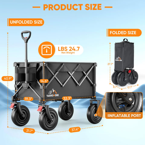 VARRONOBE foldable utility wagon demonstrates quick setup and compact storage.