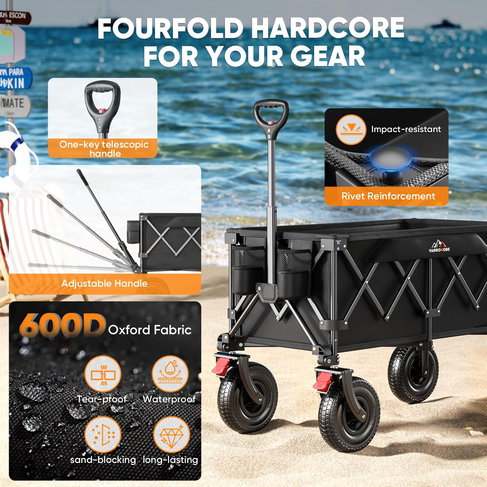 VARRONOBE durable design withstands beach and camping use