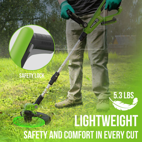 VARSK 80-degree pivot head enables precise edging along borders