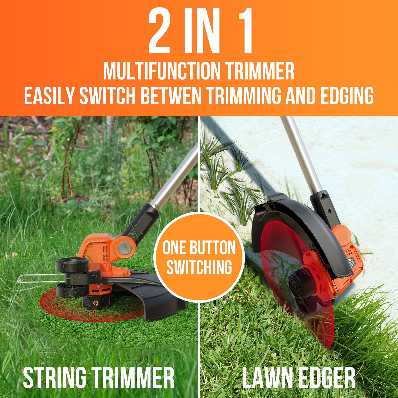 VARSK smart auto-feed trimmer shown in use for uninterrupted cuts