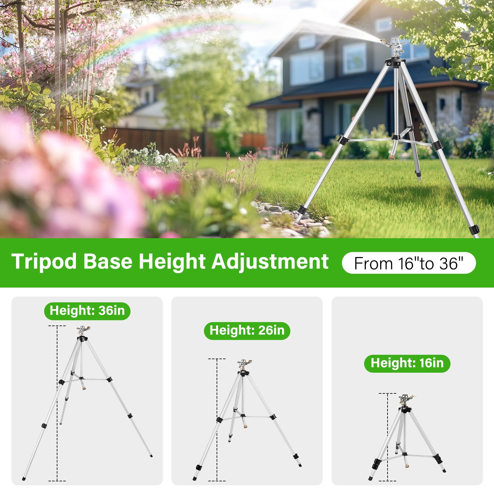 VASALAID 360-degree rotating sprinkler head delivers full garden coverage
