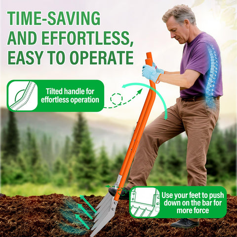 VASALAID broadfork powder coated tines resist soil adhesion for easy cleaning
