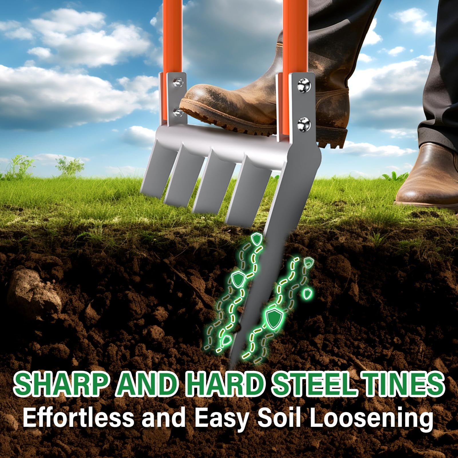 VASALAID broadfork soft non slip handles reduce hand fatigue during long sessions