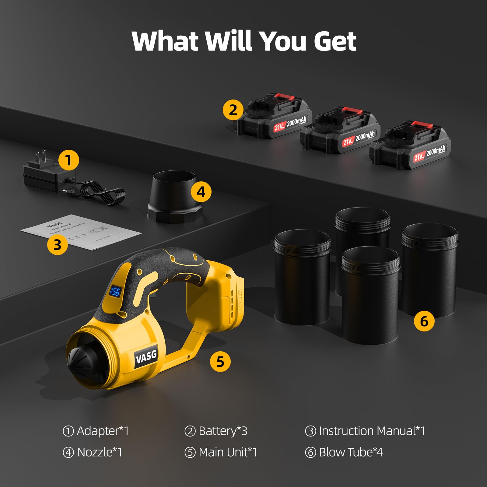 VASG Leaf Blower Fast Charger reduces downtime between uses.