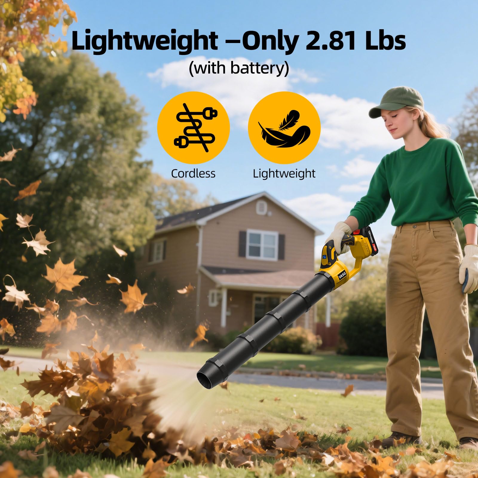 VASG Leaf Blower Modular nozzle shows adjustable airflow path for efficiency.