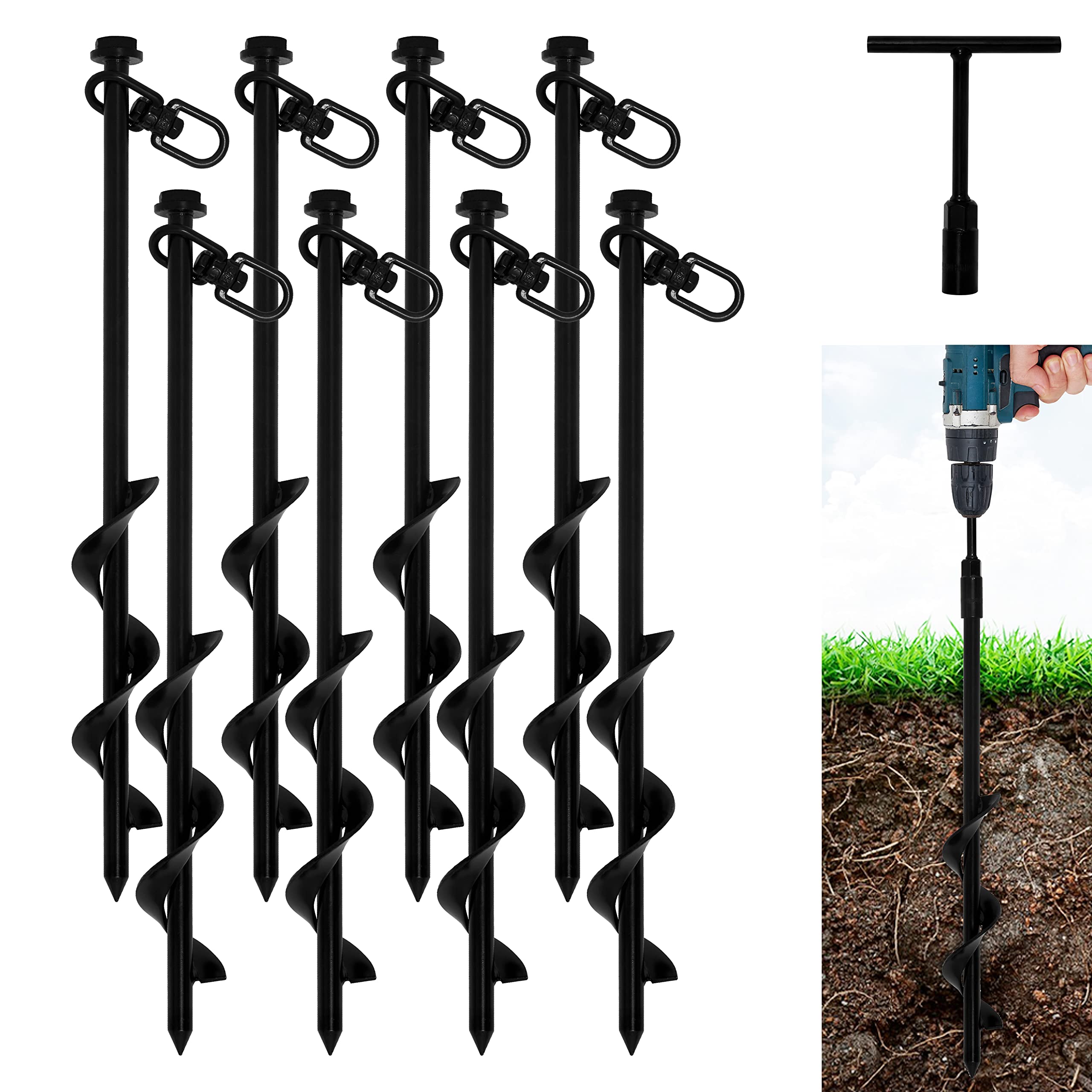 VASGOR 16-inch ground anchors 8pcs pack for stable outdoor setups in wind