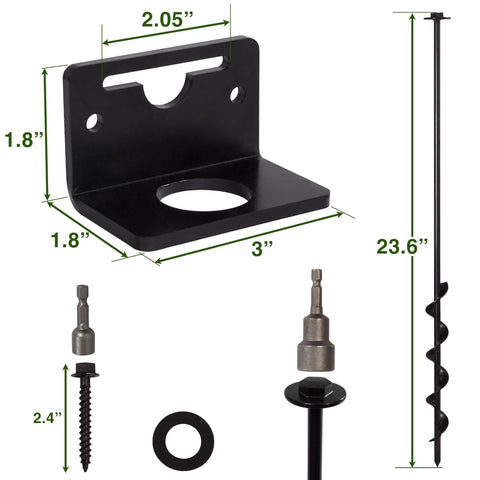 VASGOR anchor system for shed and swing secures structures in windy conditions.