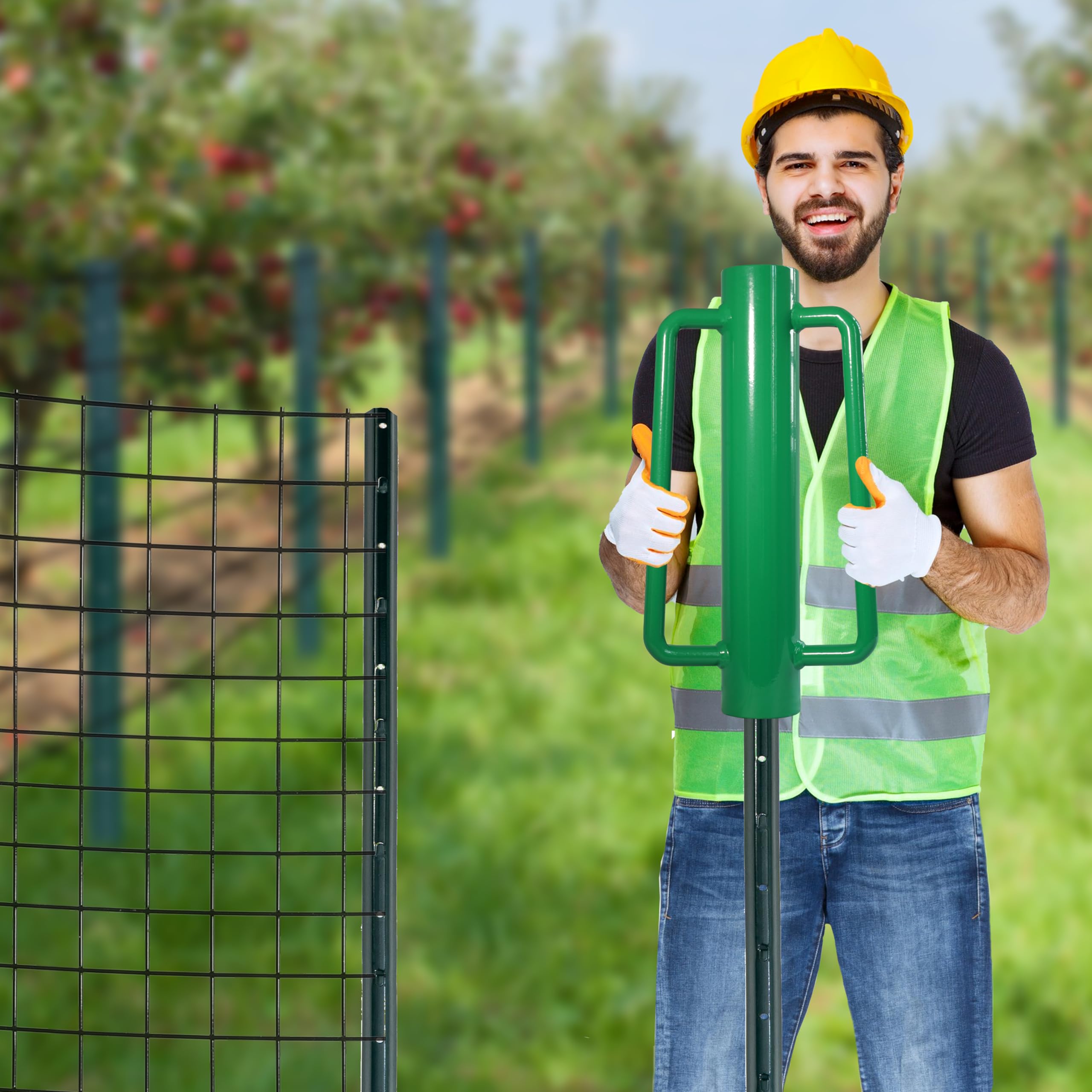 VASGOR fence post driver dual handles provide secure grip during pounding