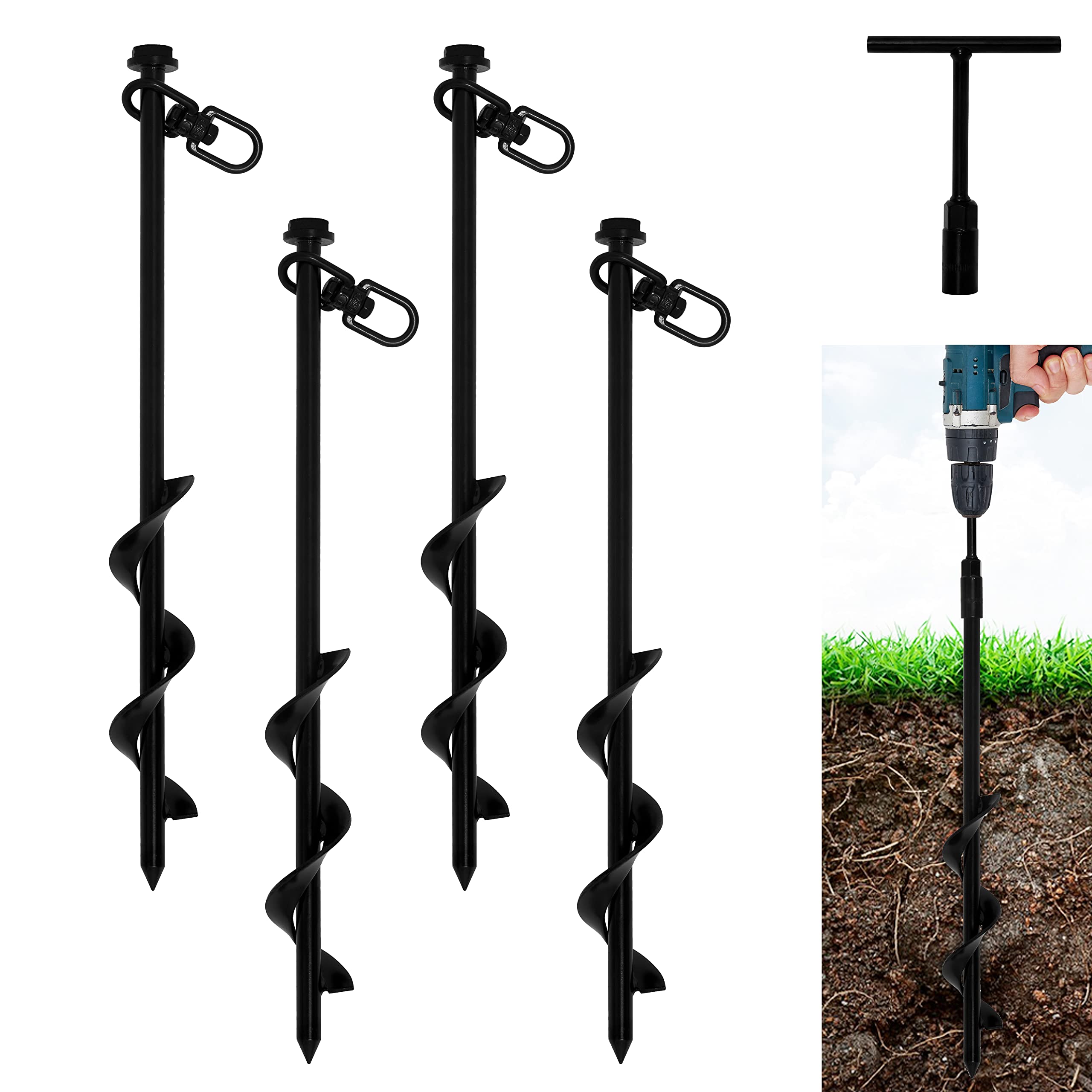 VASGOR ground anchors 16-inch detailed view highlighting robust steel construction.