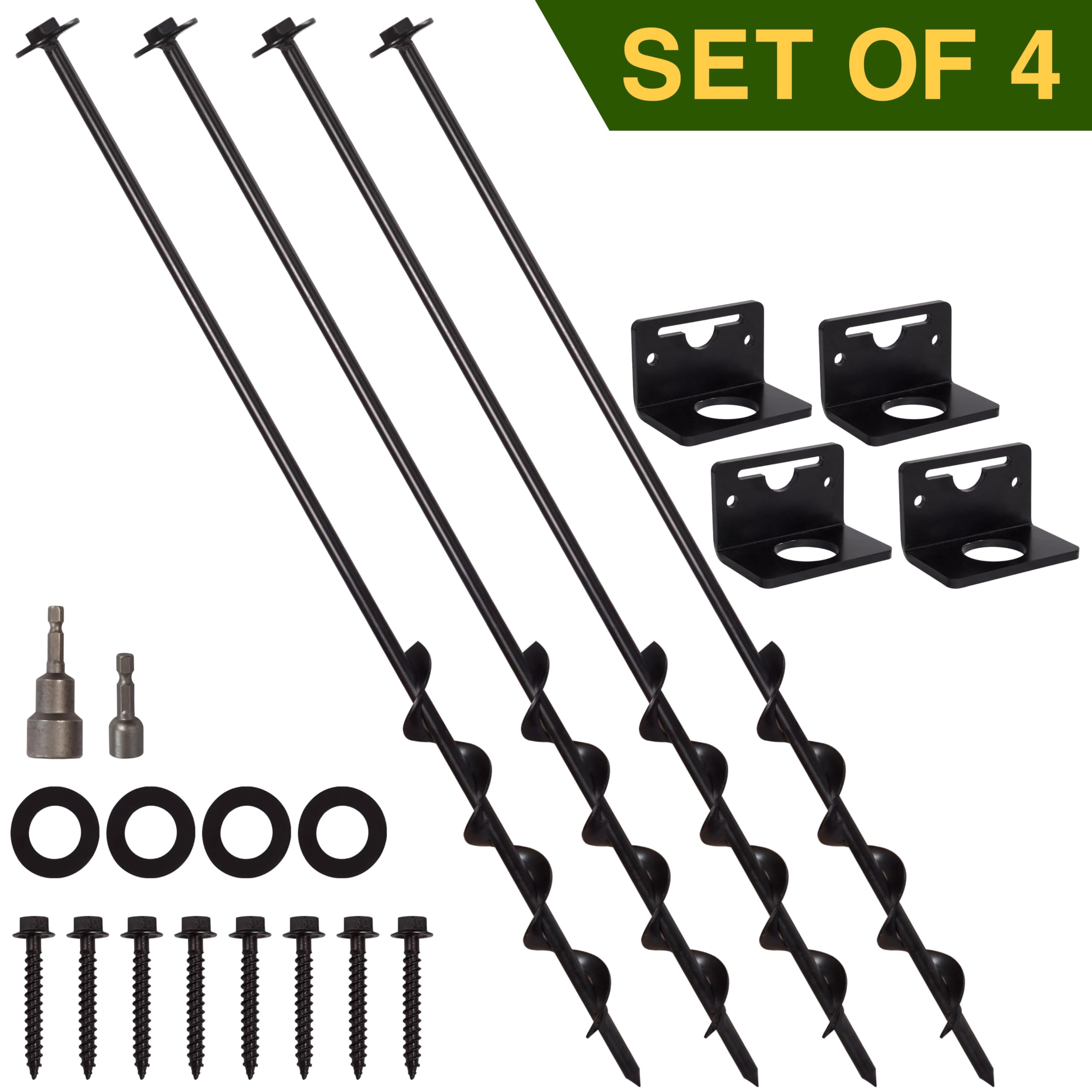 VASGOR ground anchors with brackets and adapter kit provide sturdy outdoor anchoring.