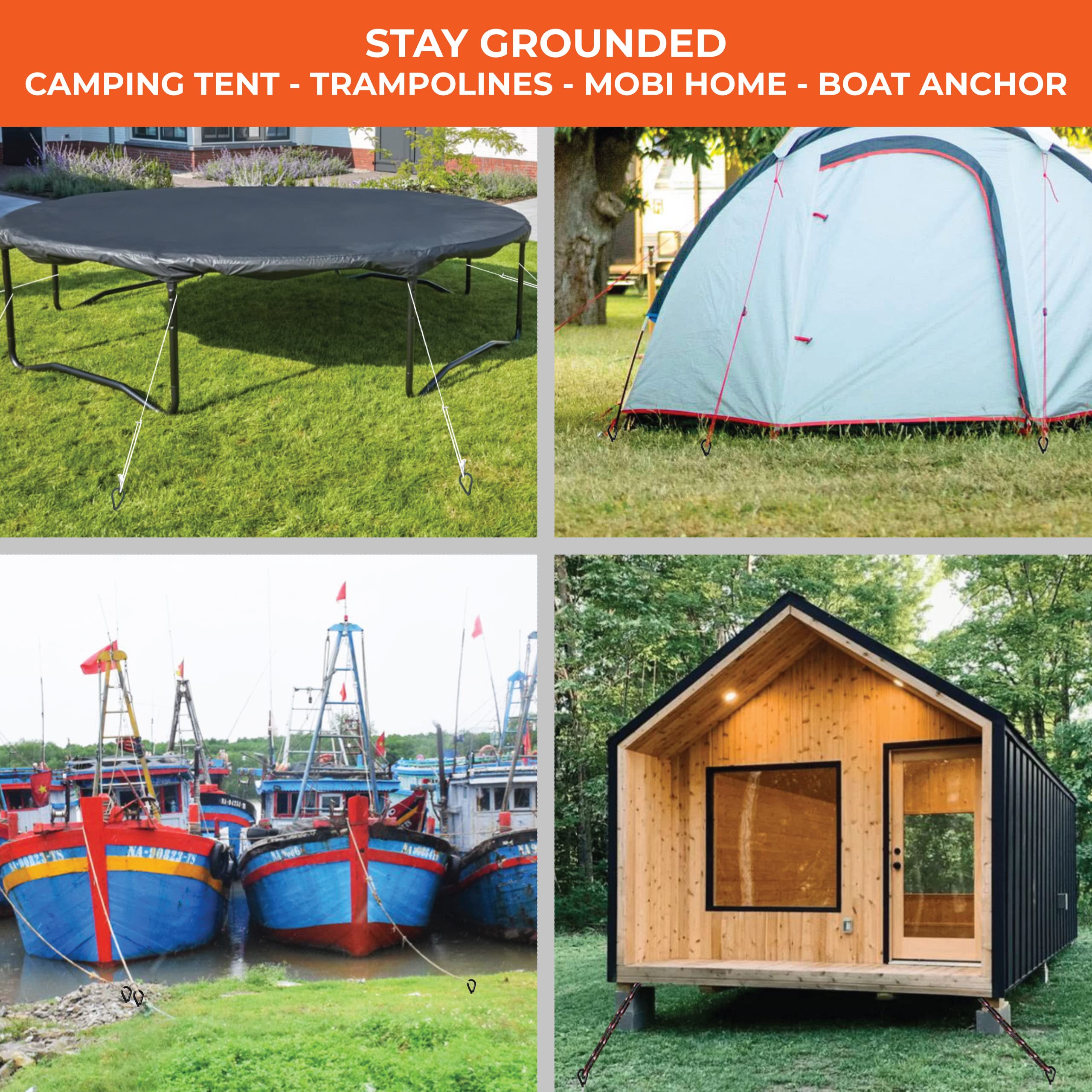 VASGOR tent, shed, canopy secured with ground anchors outdoors.
