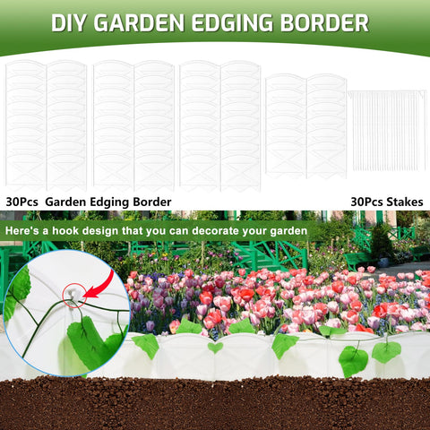 Vashly flexible edging supports arcs, circles, and curves.