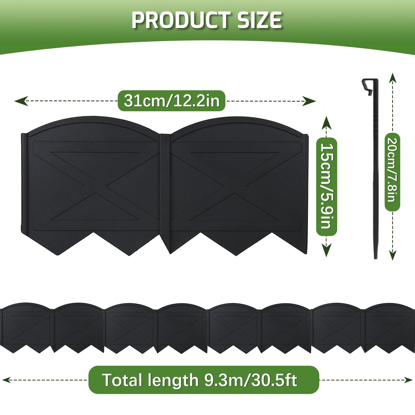 Vashly No-Dig edging piece, 12.2in length, precise borders.