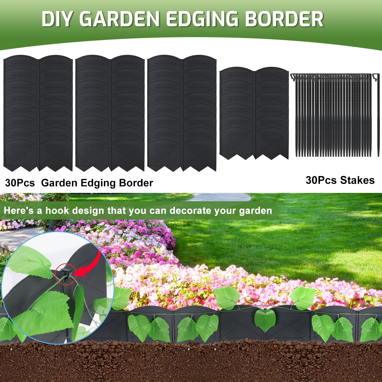 Vashly No-Dig border resists weather for lasting edges.