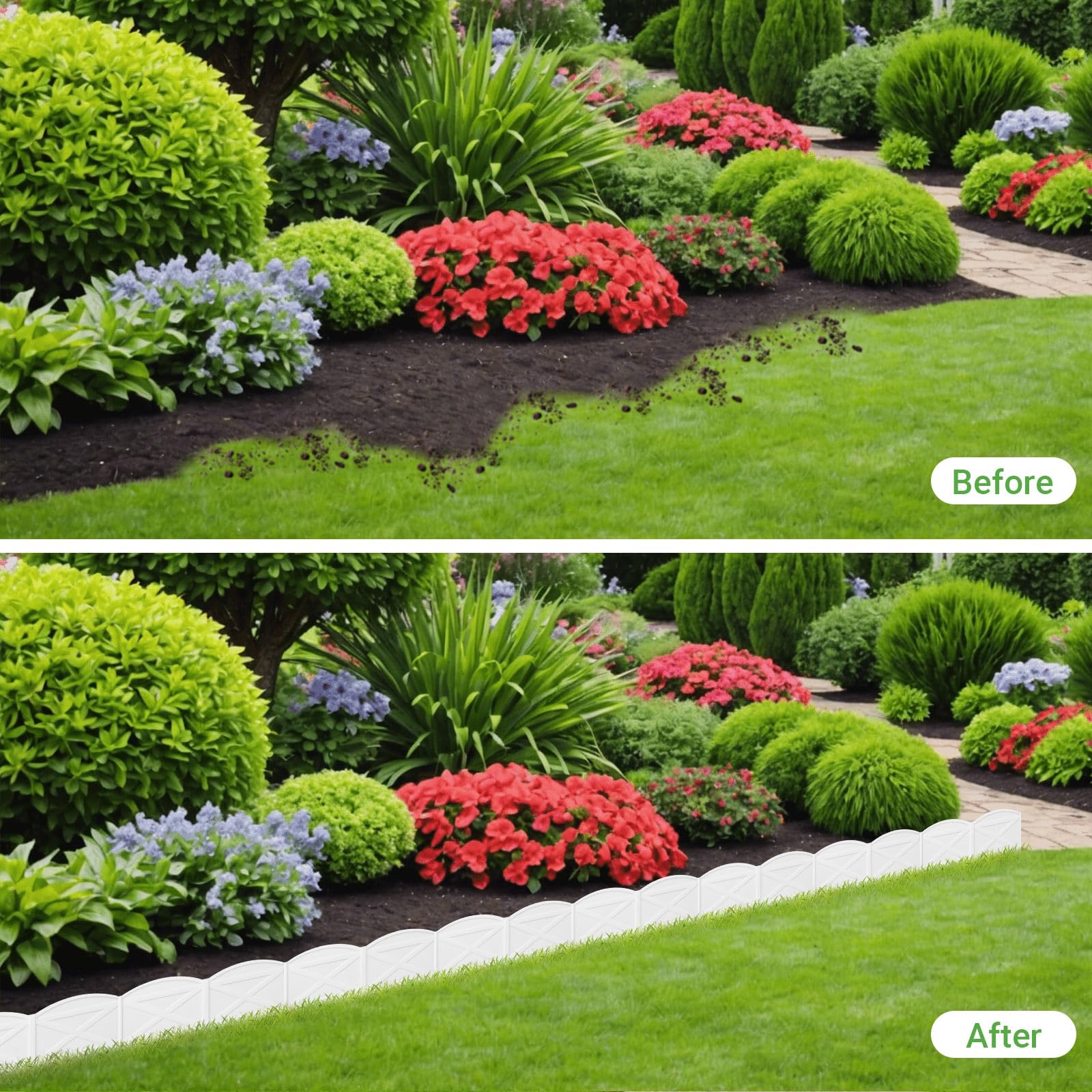 Vashly packaging includes 40 edging pieces and 40 stakes.