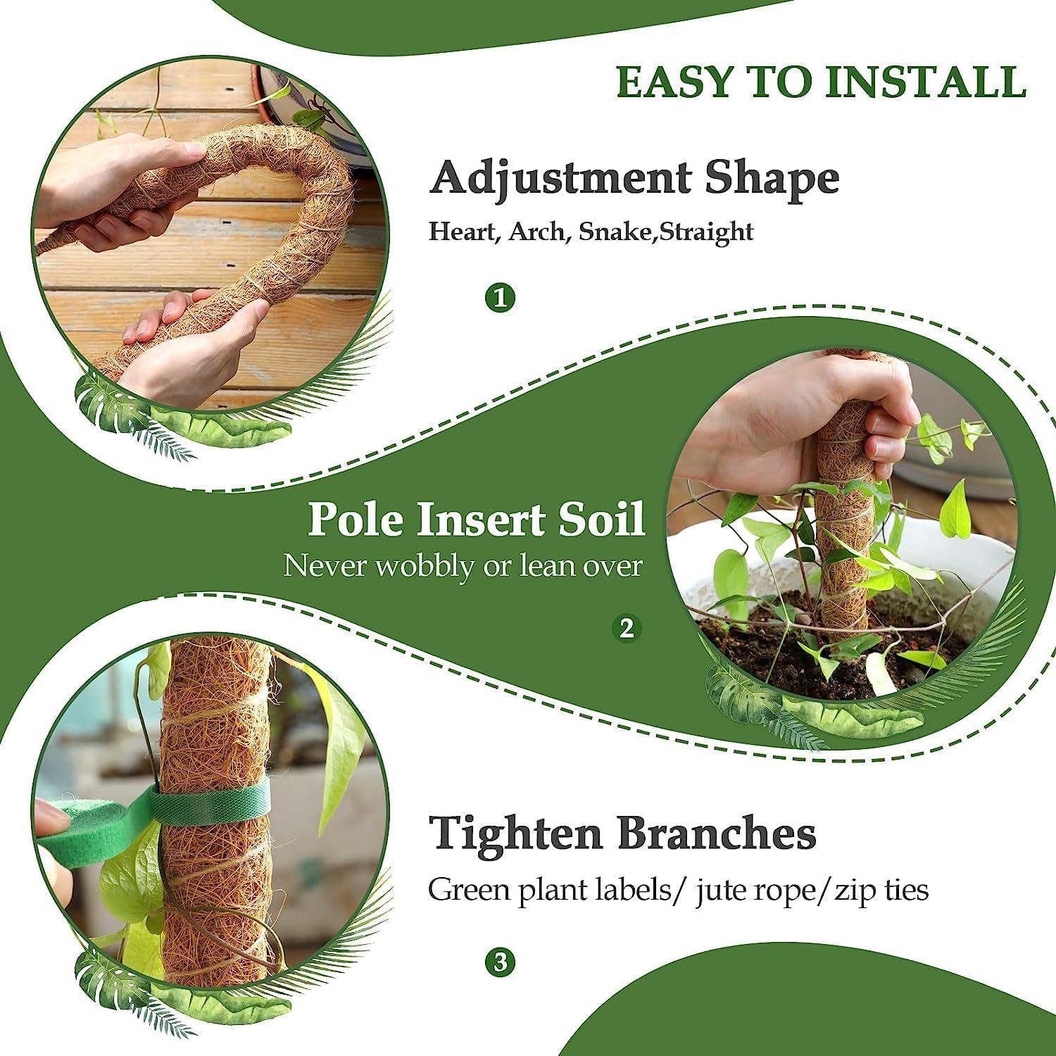 Vastcury moss pole heart-shape bend demonstrates decorative support while guiding vines
