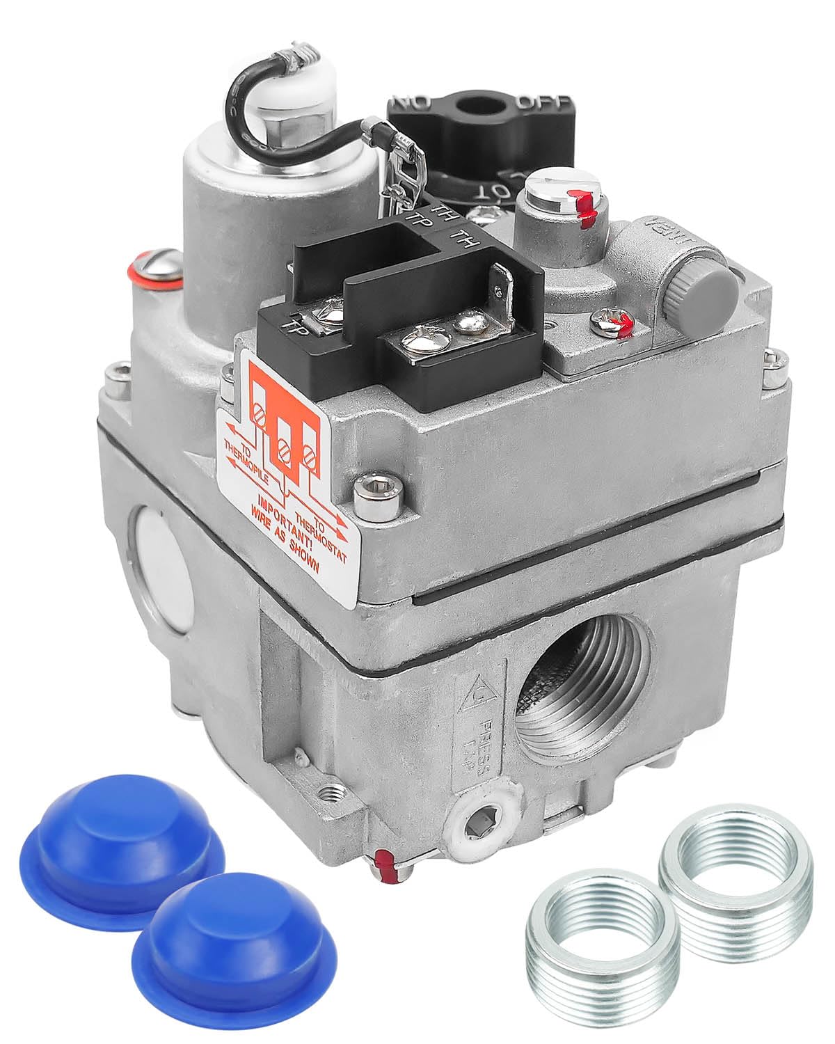 Vaticas 700-506 gas valve front view, compact design for versatile residential applications.