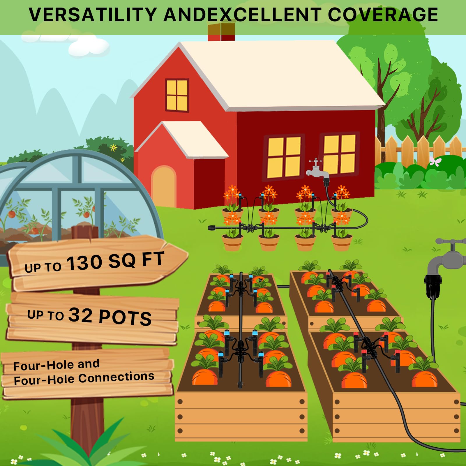 Vatony spray emitters offer adjustable watering for varied plants.