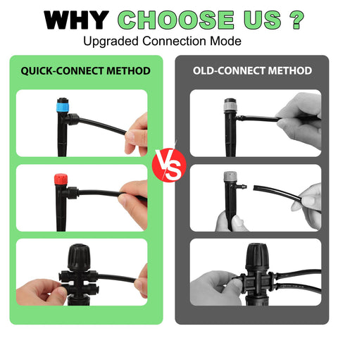 Vatony four-way connector creates multiple irrigation branches.