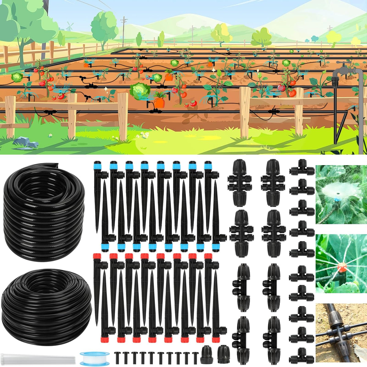 Vatony main 46ft tubing ready for precise garden irrigation coverage.
