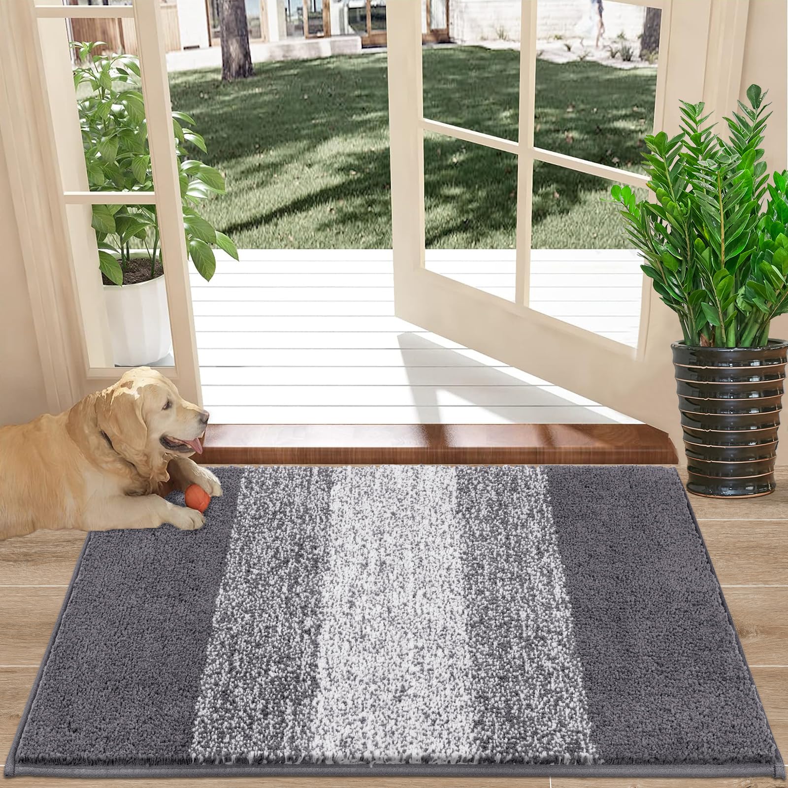 Vaukki indoor doormat entryway 20x32 gray traps mud and keeps floors cleaner