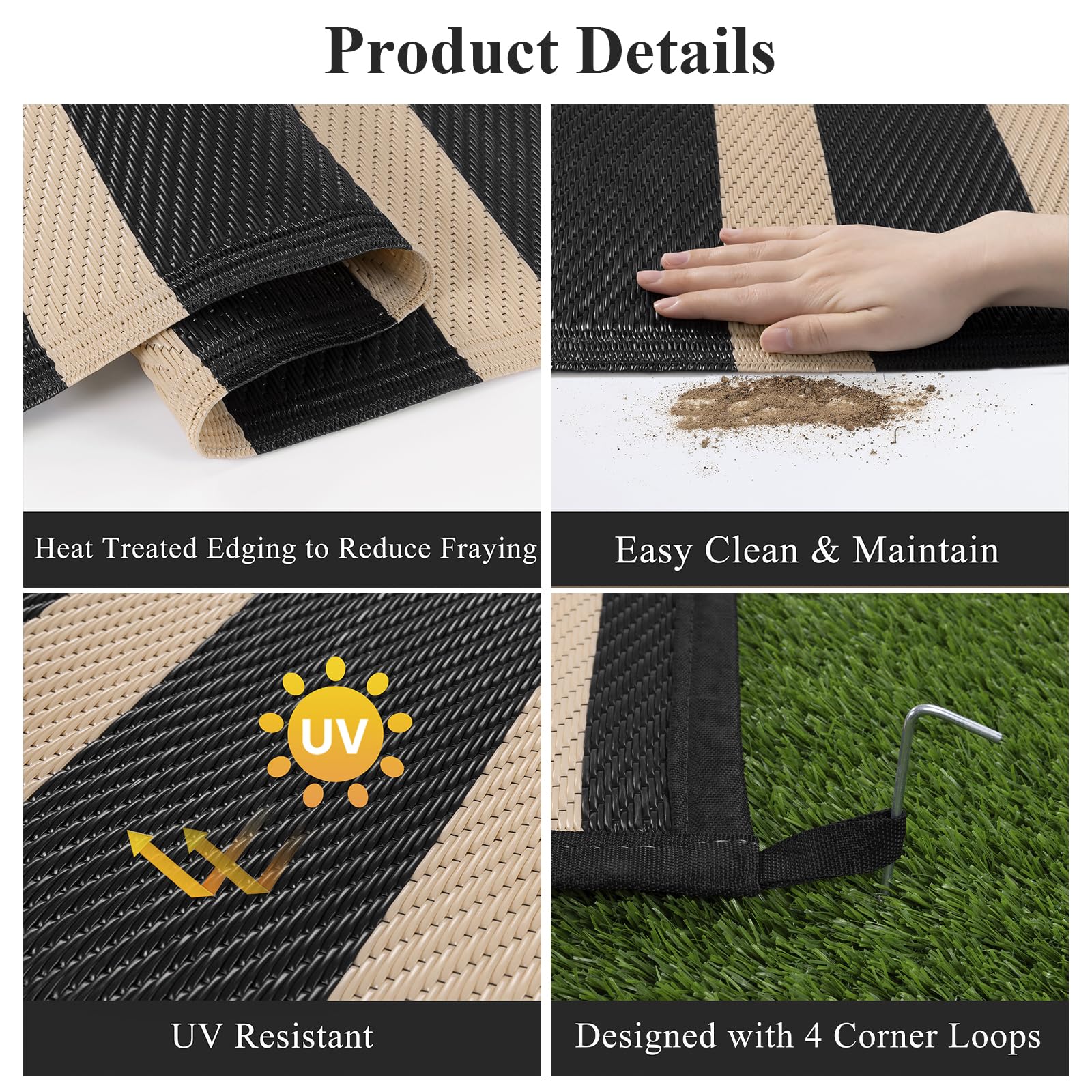 Vaukki lightweight plastic straw camping mat for easy carry.