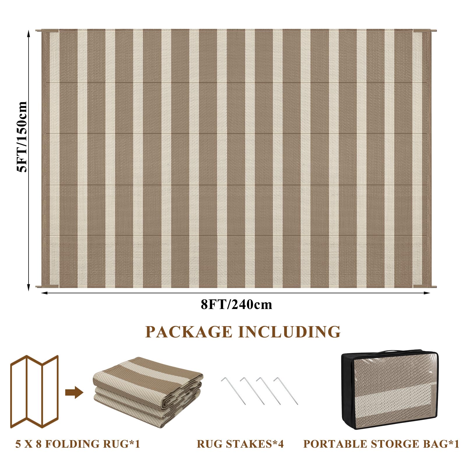 Vaukki striped reversible outdoor rug, second look on reverse side for flexible styling.