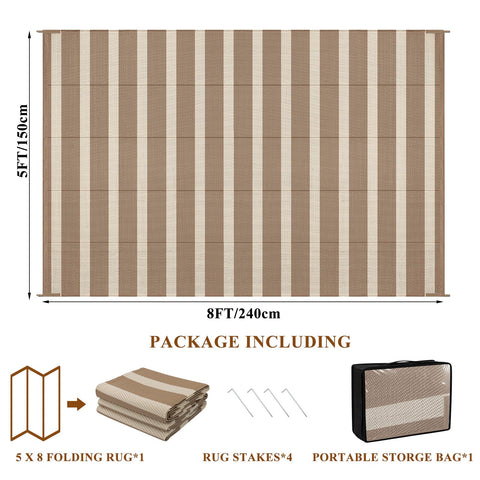 Vaukki striped reversible outdoor rug, second look on reverse side for flexible styling.