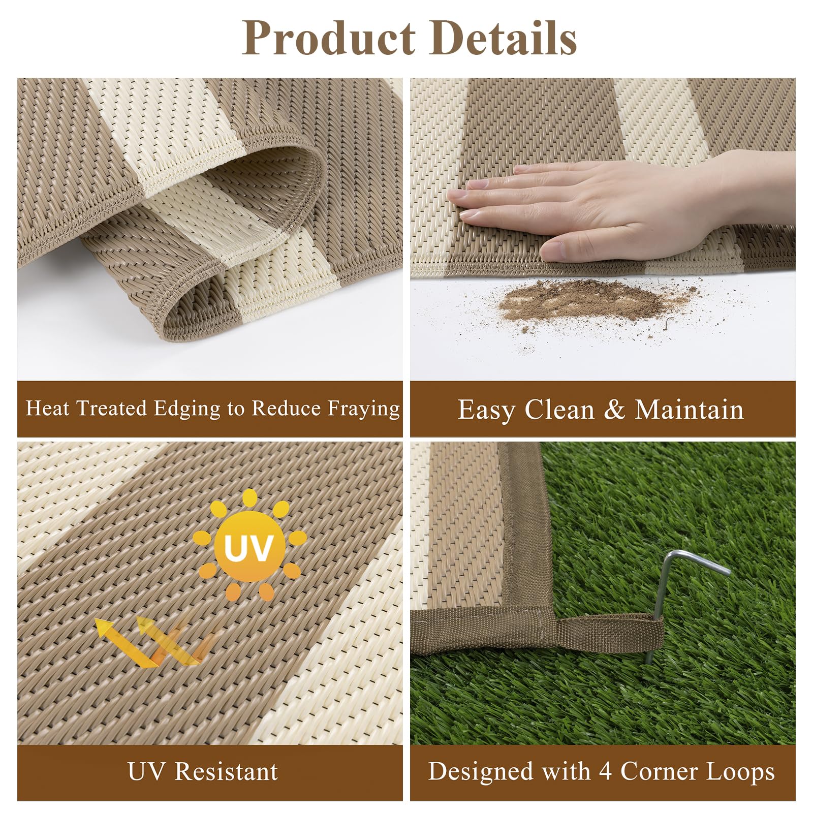 Vaukki plastic straw camping mat, lightweight and easy to pack for trips.